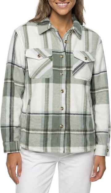Sage Collective Veste chemise à carreaux doublée Sherpa pour femme