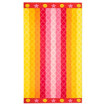 Serviette de plage en jacquard - Rayures océan et petite sirène