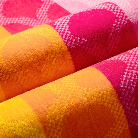 Serviette de plage en jacquard - Rayures océan et petite sirène