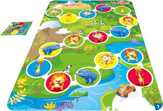 Twister Jeu junior - Tapis 2 faces - Aventure animale - 2 jeux en 1