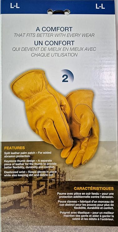 NEXKIN Cowhide Leather Work Gloves - 2 Pairs