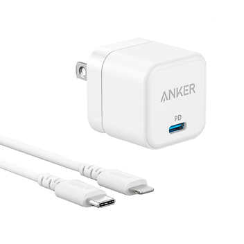 Anker - PowerPort III 20W Cube Chargeur avec PowerLine Select+ câble USB-C vers le connecteur Lightning de 6 pi