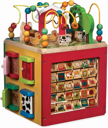 Battat – Cube d'activités en bois – Découverte des animaux de la ferme 