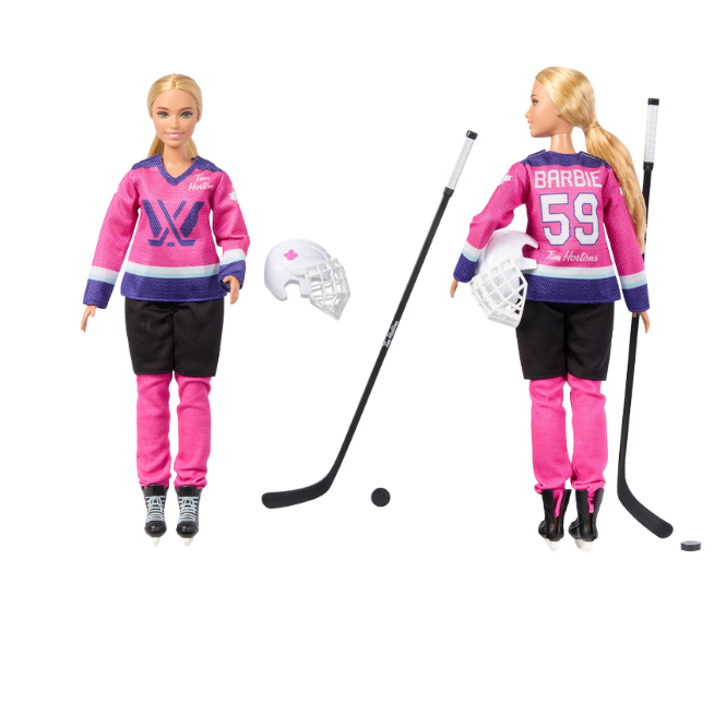 Barbie Tim Hortons PWHL doll and blanket