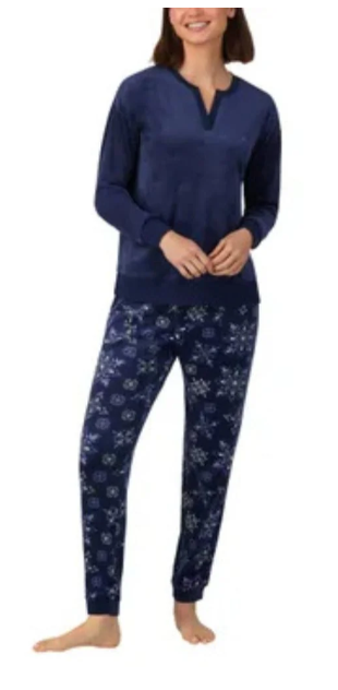 Nautica - Set of silky fleece pajamas Henley for Women