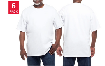 Lot de 6 t-shirts Kirkland Signature pour homme, modèle Heavyweight Crew.