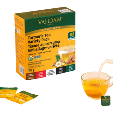Vahdam - Pack varié de thé au curcuma, 100 sachets