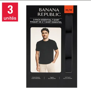 Banana Republic - T-shirt à col ras du cou pour hommes, paquet de 3
