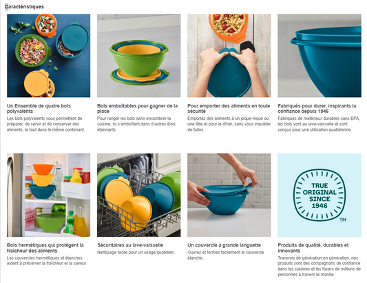 Tupperware - Ensemble de contenants Wonderlier alimentaires, 8-pièces