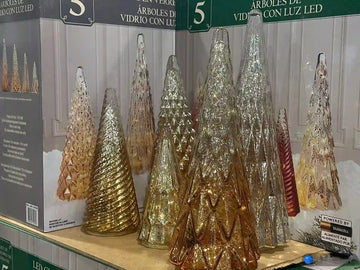 Ensemble de 5 arbres en verre avec lumières LED