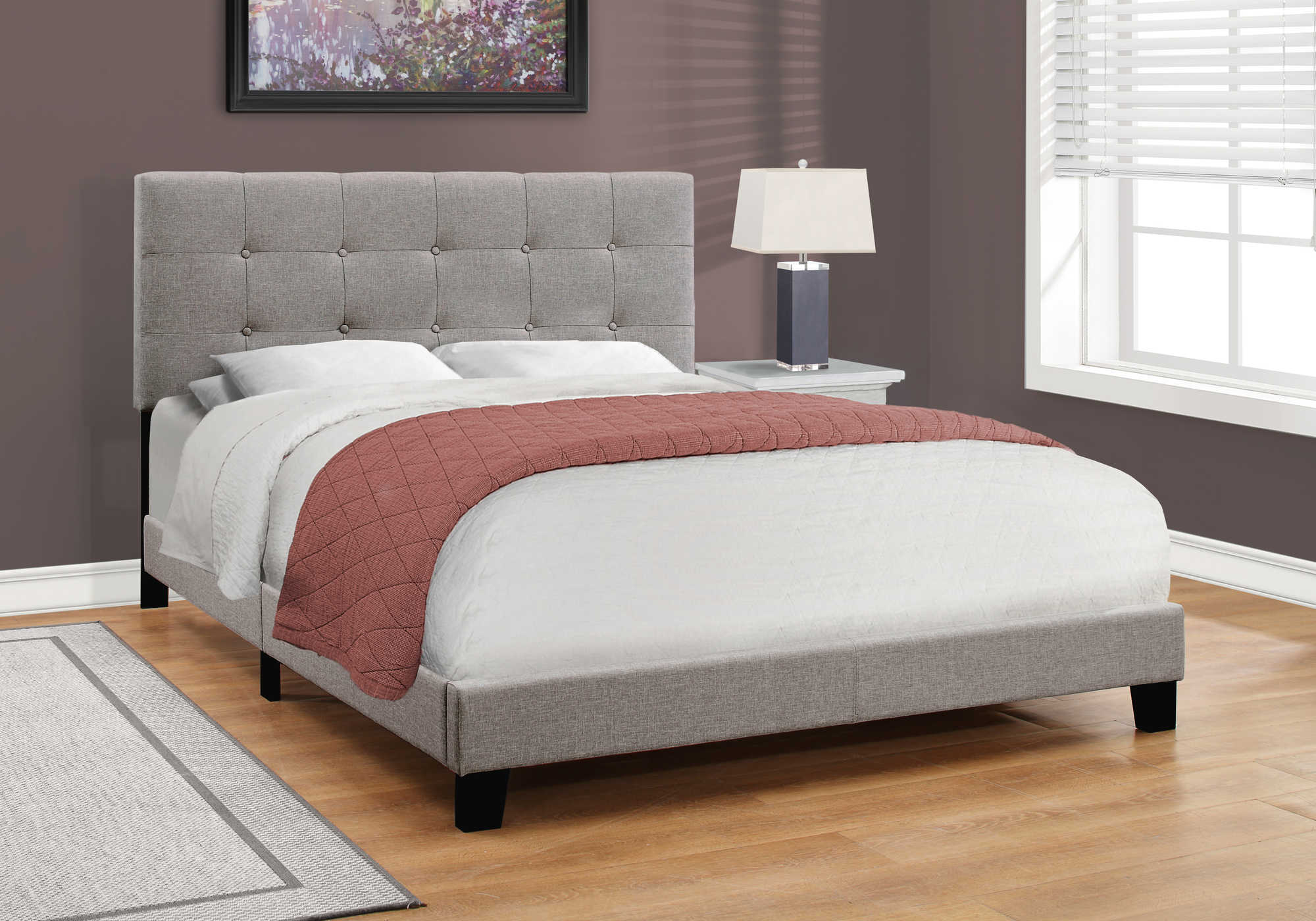Monarch - bed - queen / gray fabrics