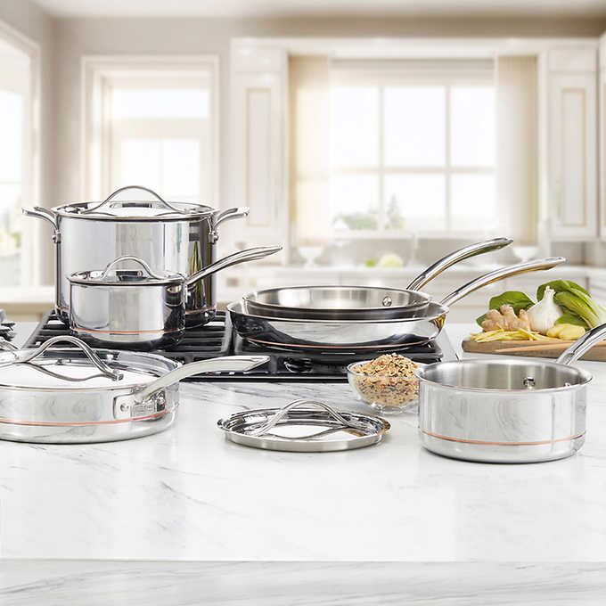 Kirkland Signature 5-ply Clad Stainless Cookware Set, 10-piece