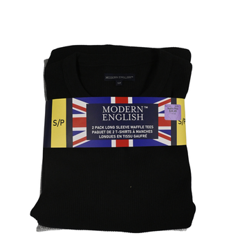 Modern English - T-shirt à manches longues en tissu gaufré pour homme, paquet de 2