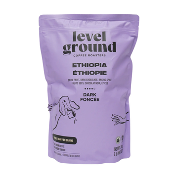 Level Ground - Café en grains entiers biologique éthiopien à torréfaction foncée, 1 × 908g