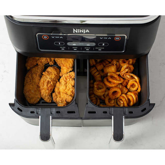 Ninja Foodi-Hot air fryer with two 4-in-1 baskets with Dualzone 8 Pintages technology