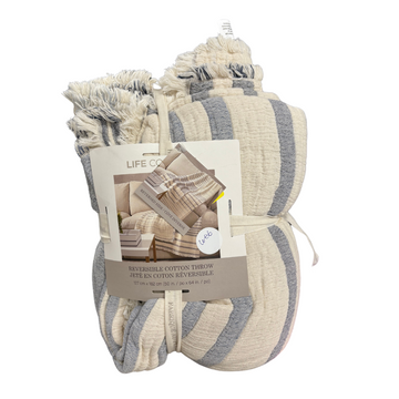 Life Comfort - Jeté en coton réversible