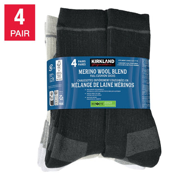Kirkland Signature - Men's Merino Wool Socks, 4 Pack
