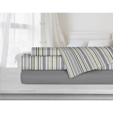 Safdie & Co. - Ensemble de draps rayée ultra doux et haut de gamme 4 pièces