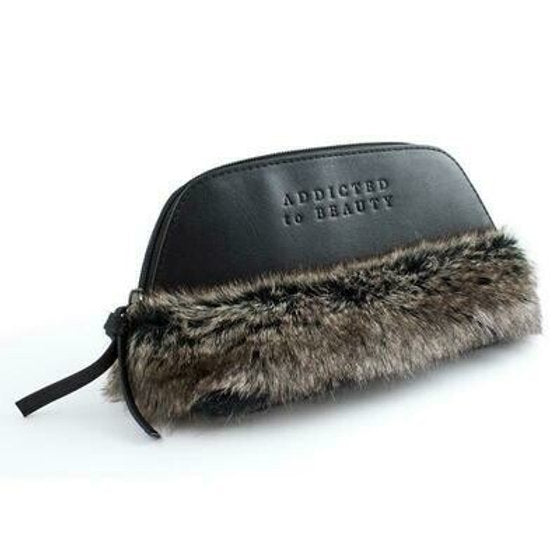 Faux fur cosmetics bag