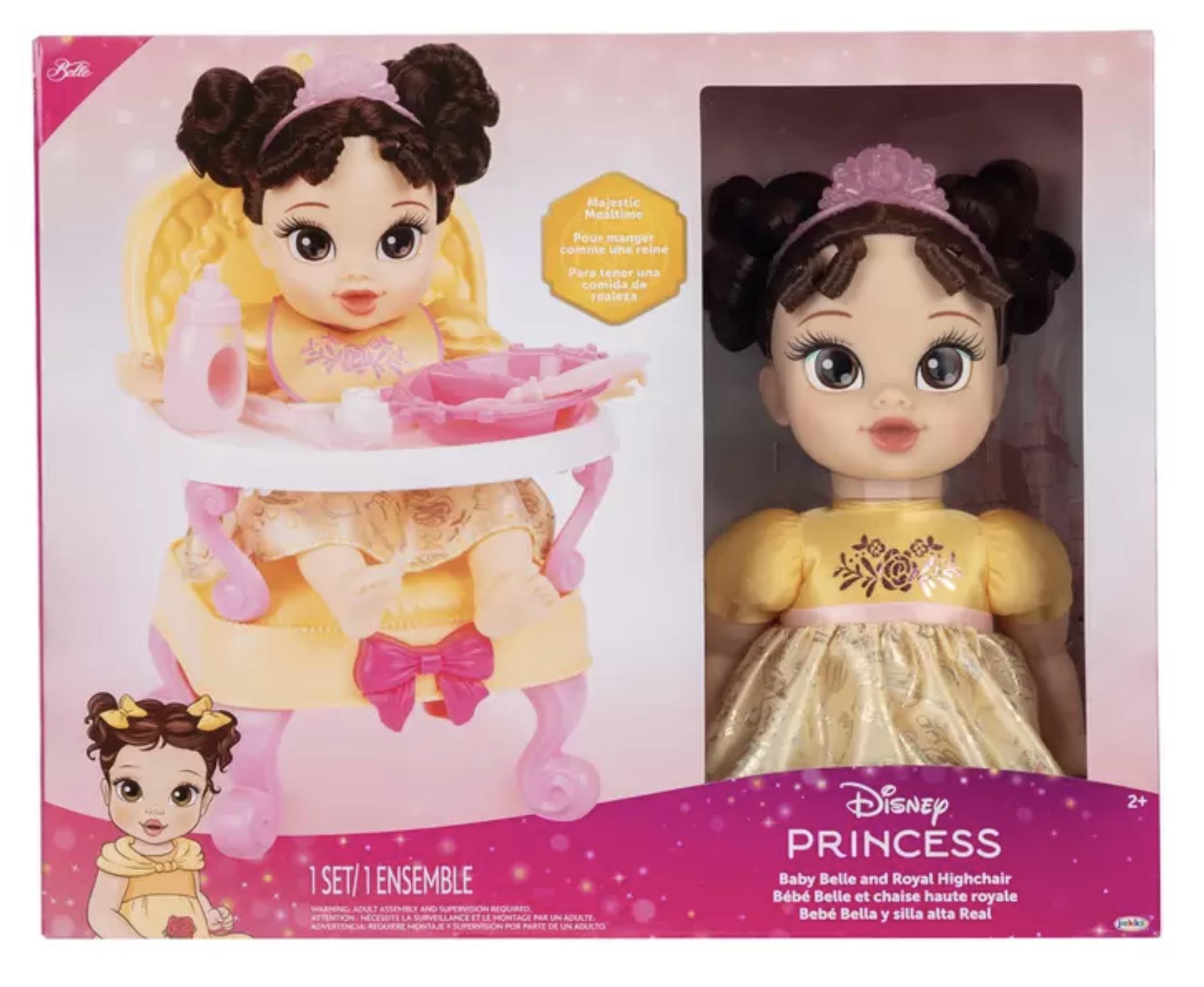 Disney - Poupée de princesse Baby Belle et chaise haute