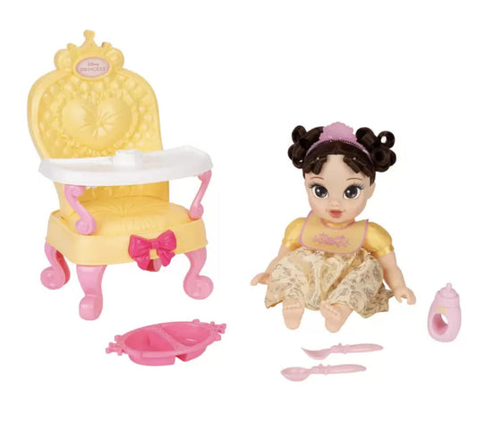Disney - Poupée de princesse Baby Belle et chaise haute