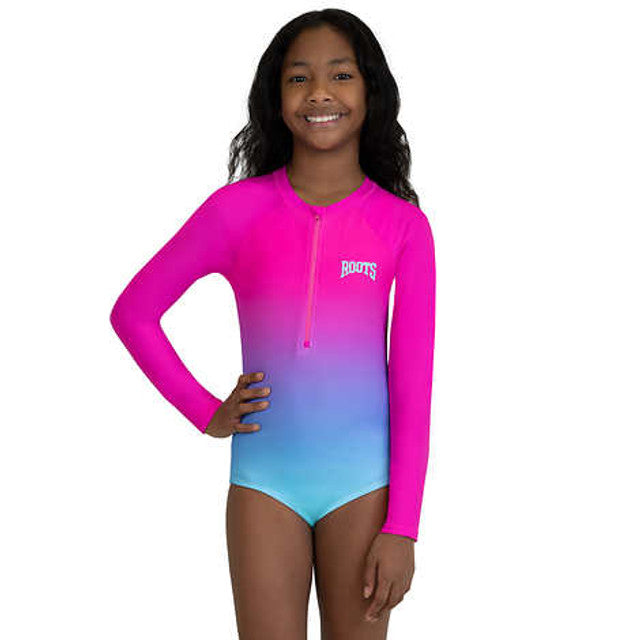Rashguard roots combination with long sleeves and zipper for girls