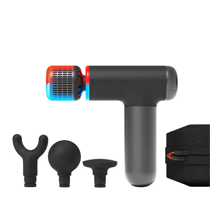 Compact masseur with hot and cold percussion