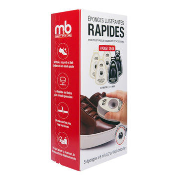 M&B - Éponges de cirage instantané pour chaussures, Paquet de 5