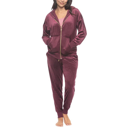 Black Bow - Ensemble de détente en velours pour femme, 2 pièces