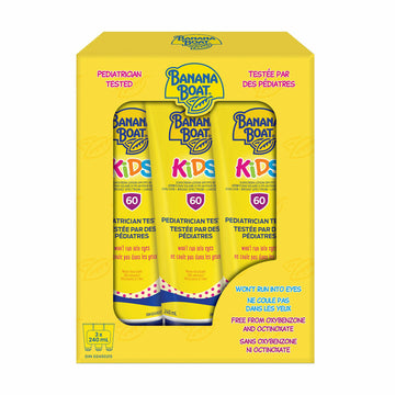 Lotion écran solaire sans larmes à FPS 60 pour enfants de Banana Boat, 3 x 240 mL