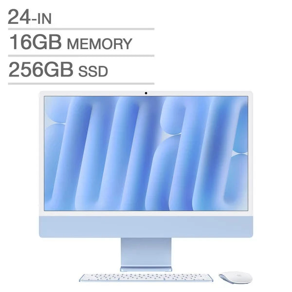 Apple - iMac de 24 po, puce M4 d’Apple - 16 Go RAM, 256 Go SSD, bleu, français