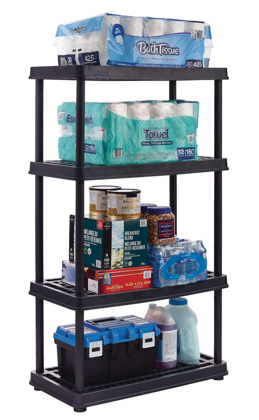 Unité de stockage/étagère résine/plastique à 4 tablettes réglables TuffStore