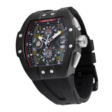 Men's Invicta Racing watch, black stainless steel case, quartz movement, 47 mm